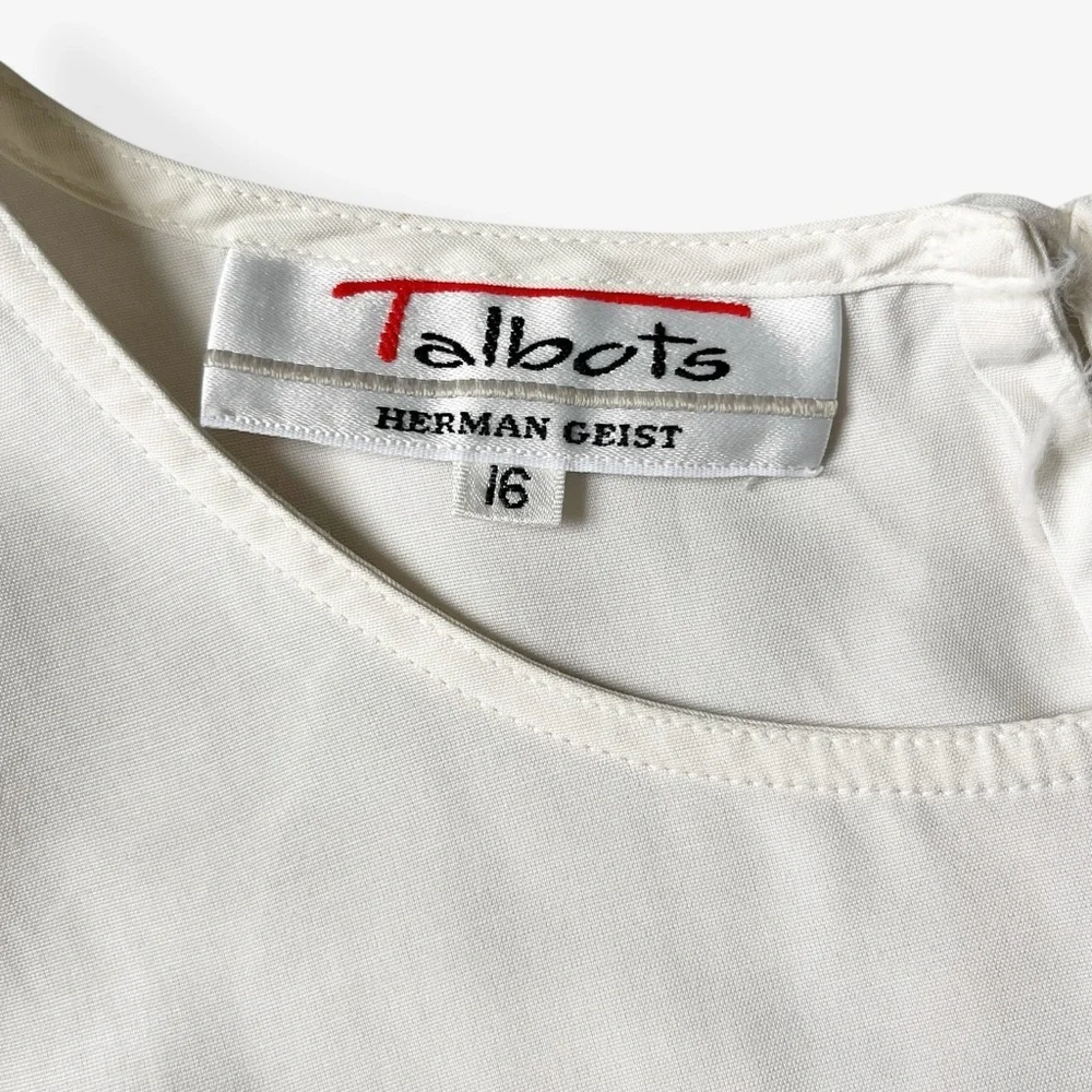 VTG 80s Herman Geist for Talbots Antique White Relaxed Short Sleeve Shirt Blouse - Picture 7 of 9